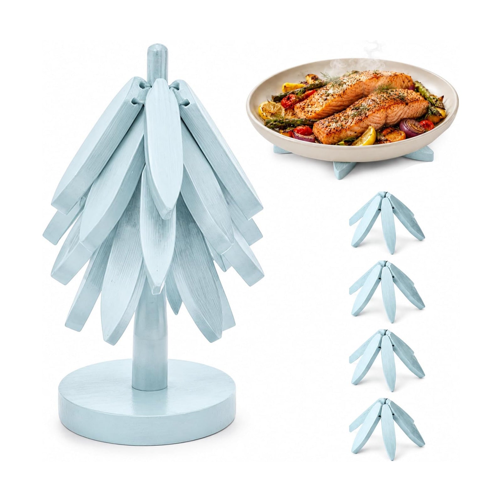 Tree Shaped Wooden Trivets for Hot Dishes, Pots & Pans - Hot Pads | Heat-resistant countertop protection, compact