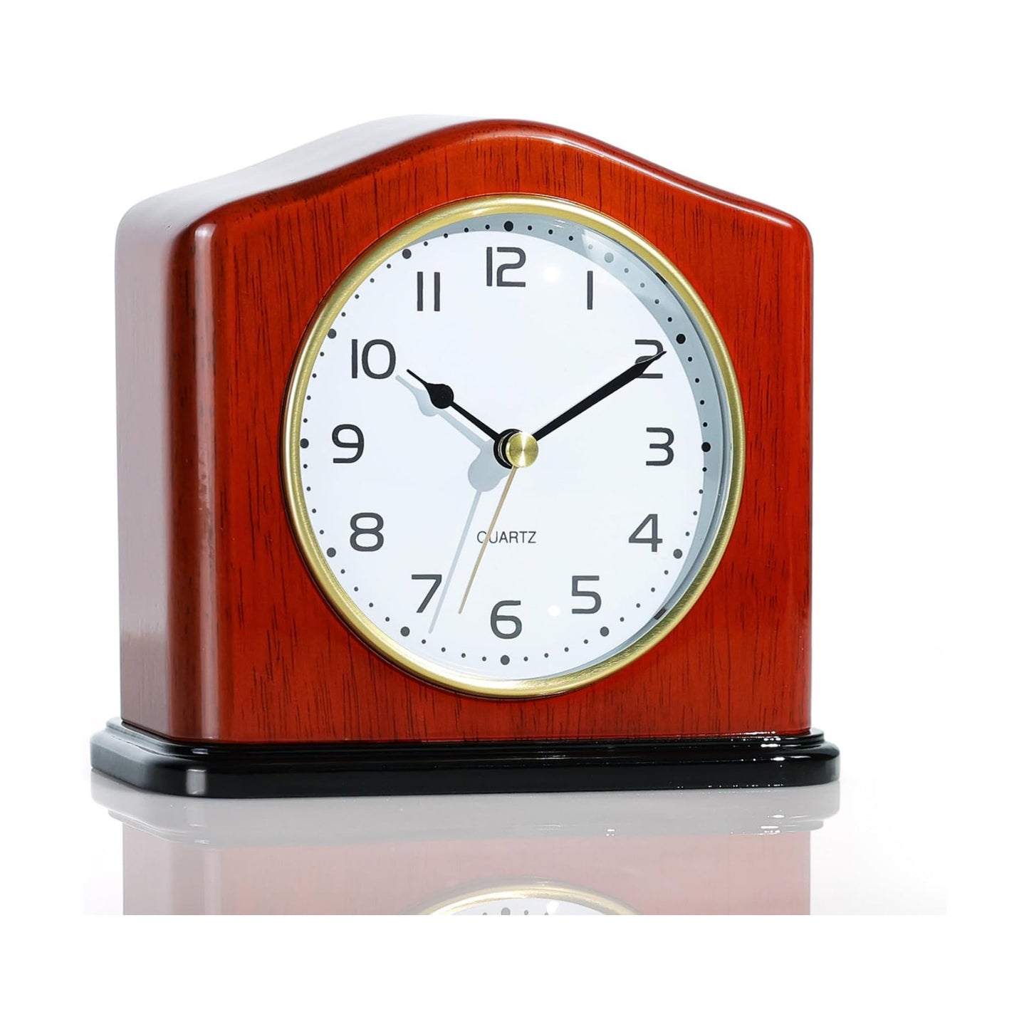 AYRELY® Mantel Clock, Handcrafted Solid Wood Desk Clock with Silent Movement, Piano-Gloss Finish, Elegant Table Clock