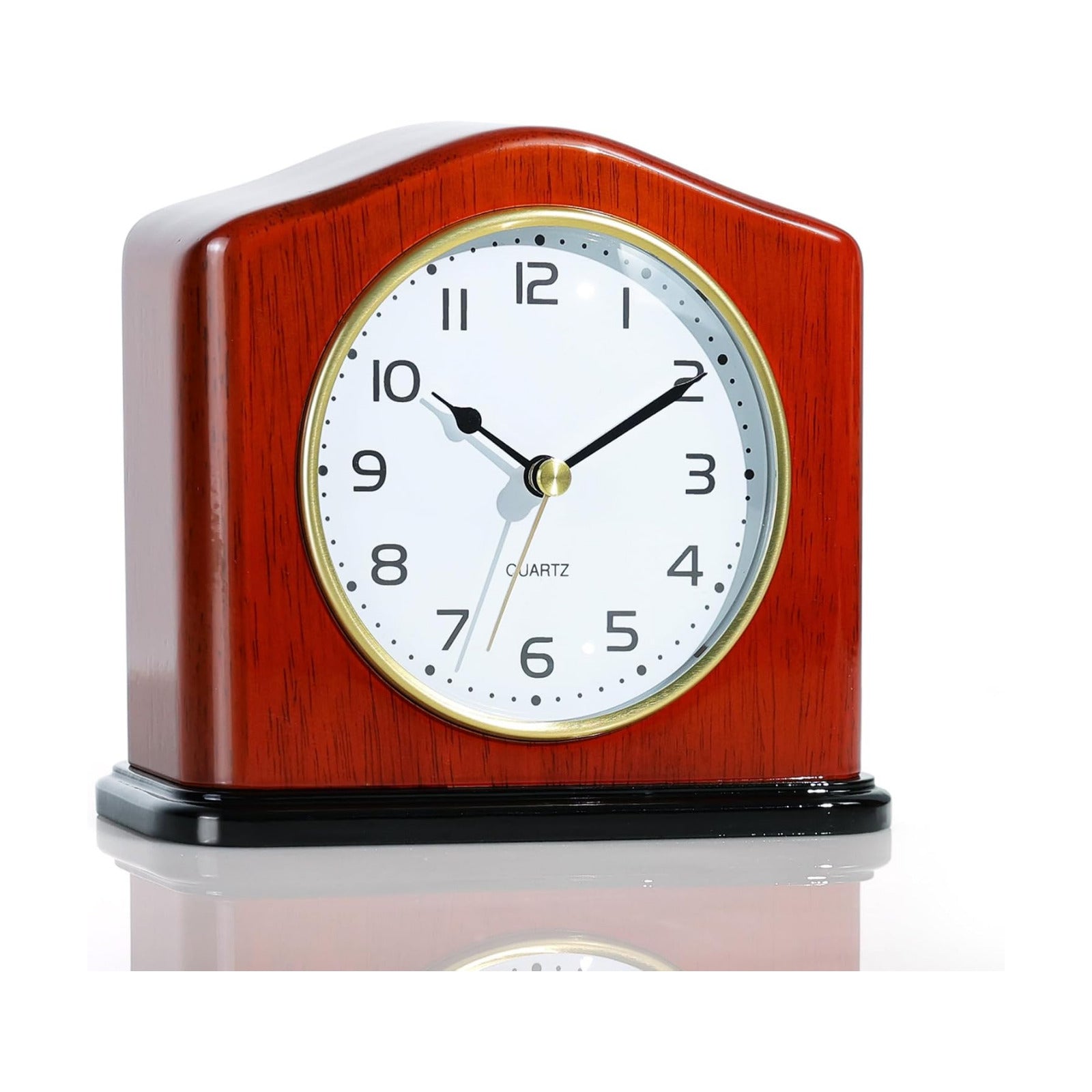 AYRELY® Mantel Clock, Handcrafted Solid Wood Desk Clock with Silent Movement, Piano-Gloss Finish, Elegant Table Clock