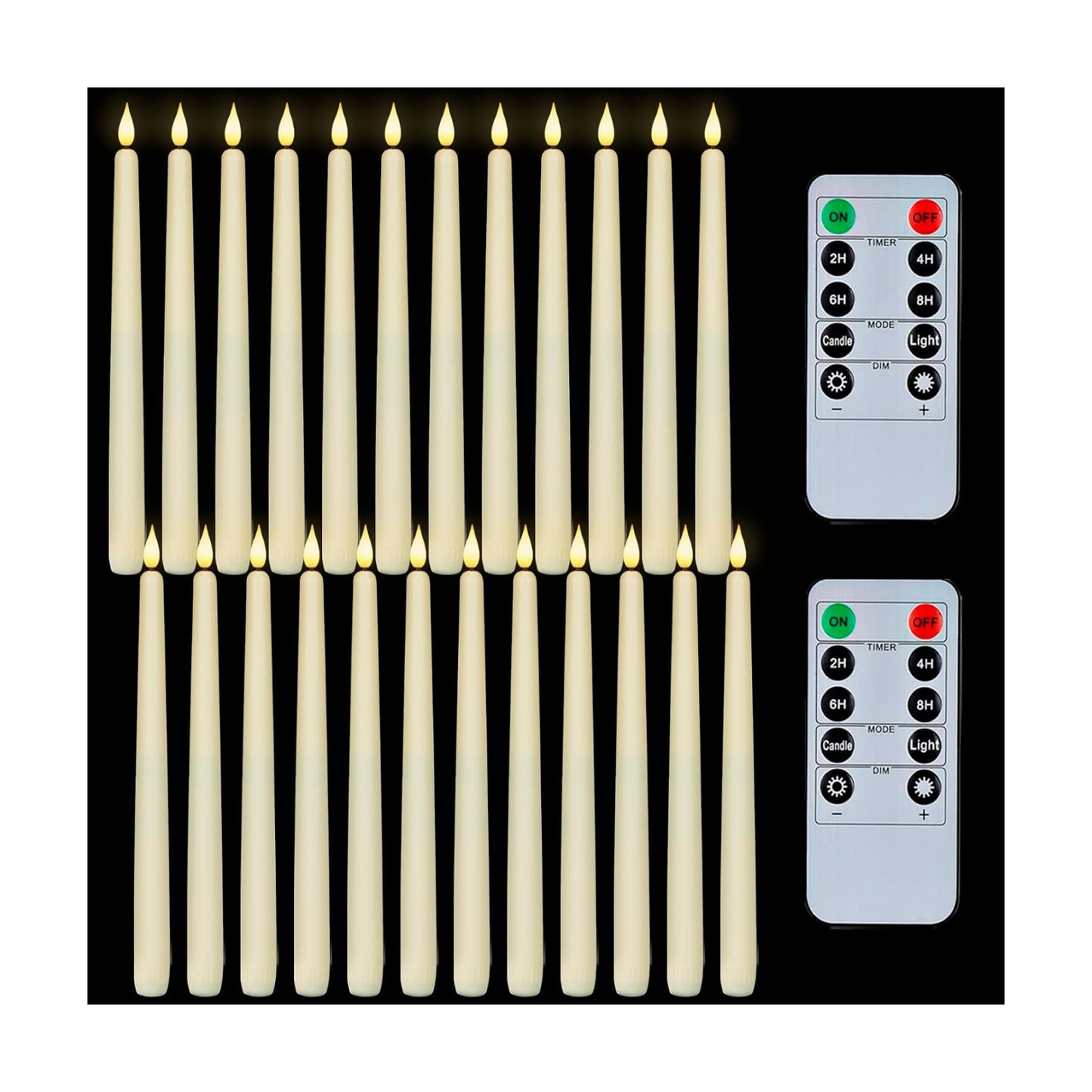 Homemory 24 Pcs Flameless Taper Candles with Remote Timer Dimmer, 11 inches Ivory Candlesticks Battery Operated