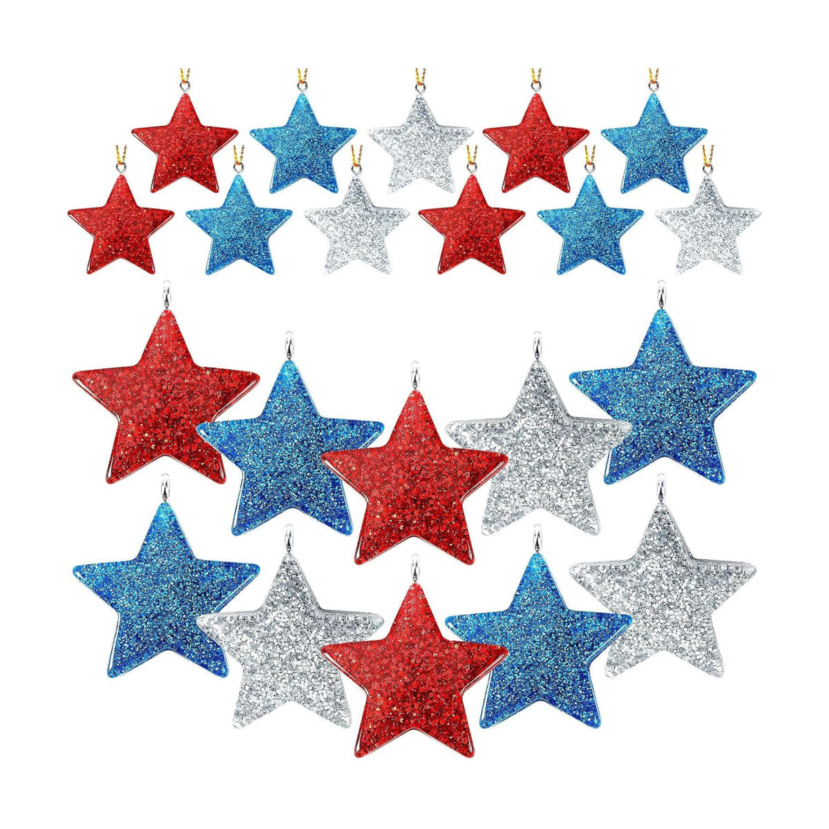 48PCS Mini Resin Patriotic Star Ornaments 4th of July Hanging Decor