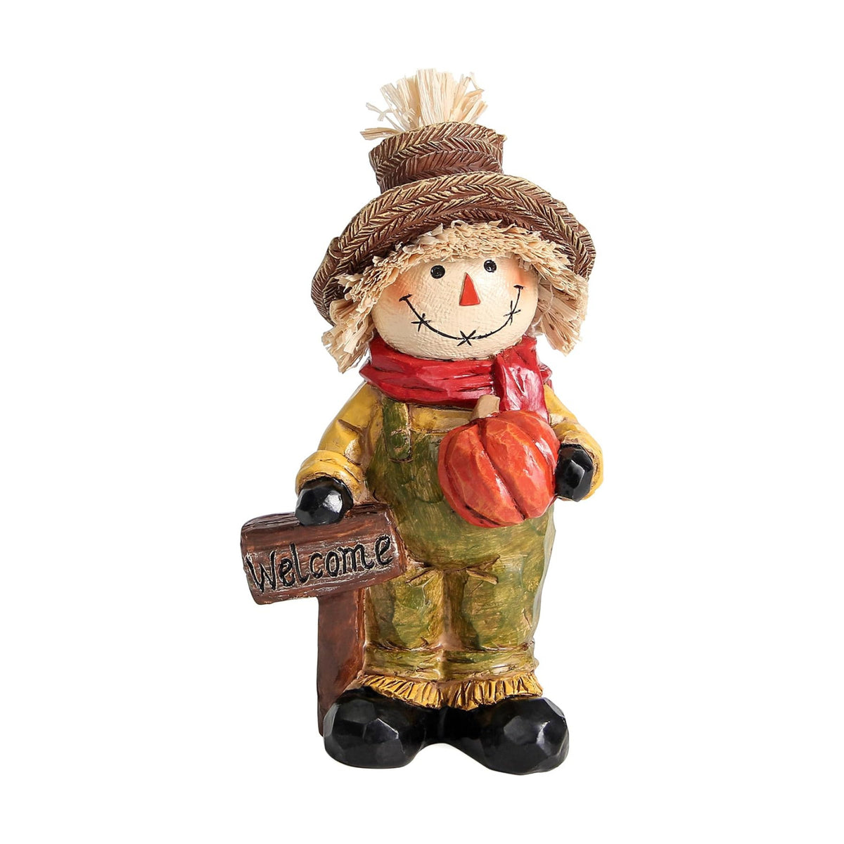 Fall Scarecrow Decor with Pumpkin Harvest Statue for Table Mantel
