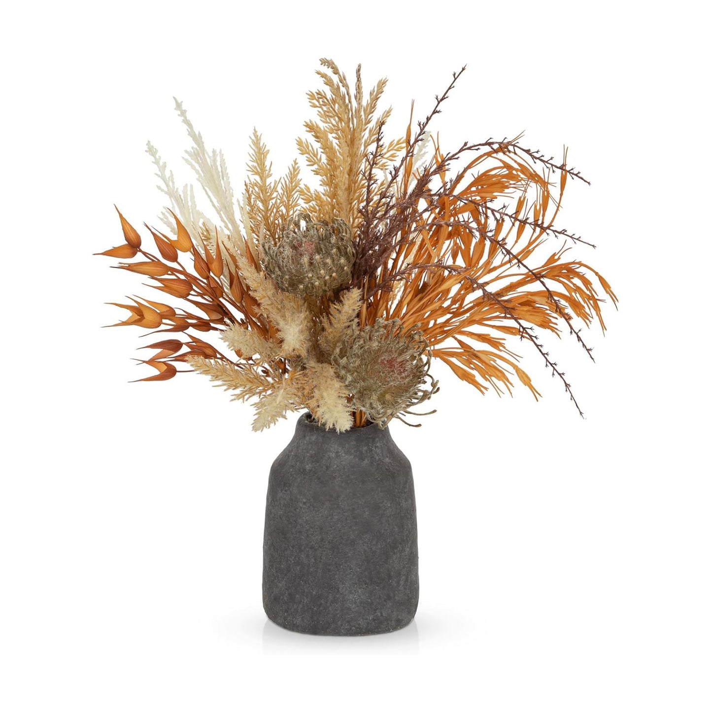 Artificial Pampas Grass Flowers Bouquet Plant in Ceramic Vase Fluffy / Blue
