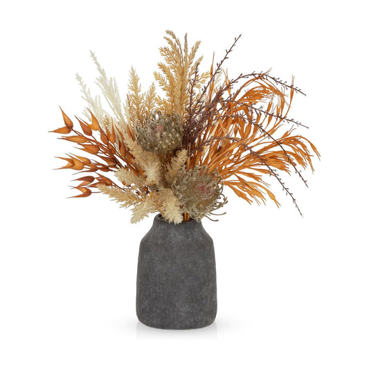 Artificial Pampas Grass Flowers Bouquet Plant in Ceramic Vase Fluffy / Blue