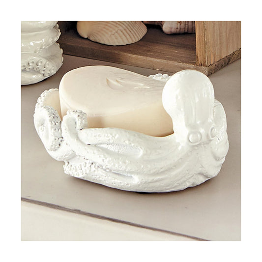 Octopus Ceramic Soap Dish / White