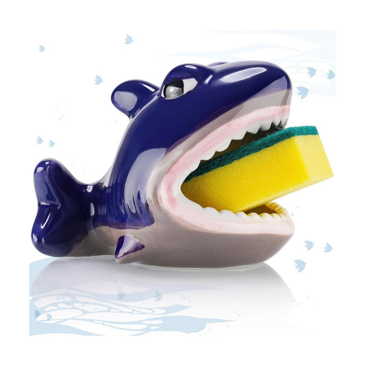 Fun Shark-Shaped Ceramic Sponge Holder
