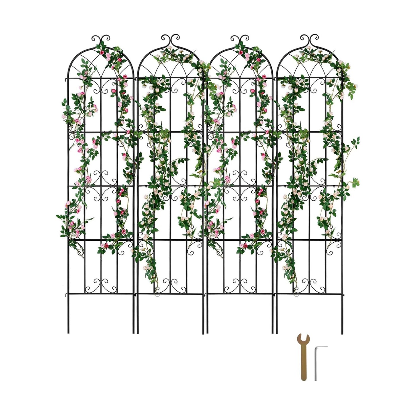 VEVOR Garden Trellis for Climbing Plants 87x20 in 4-Pack Metal Rose Trellis | For Flower, Outdoor Climbing Clematis