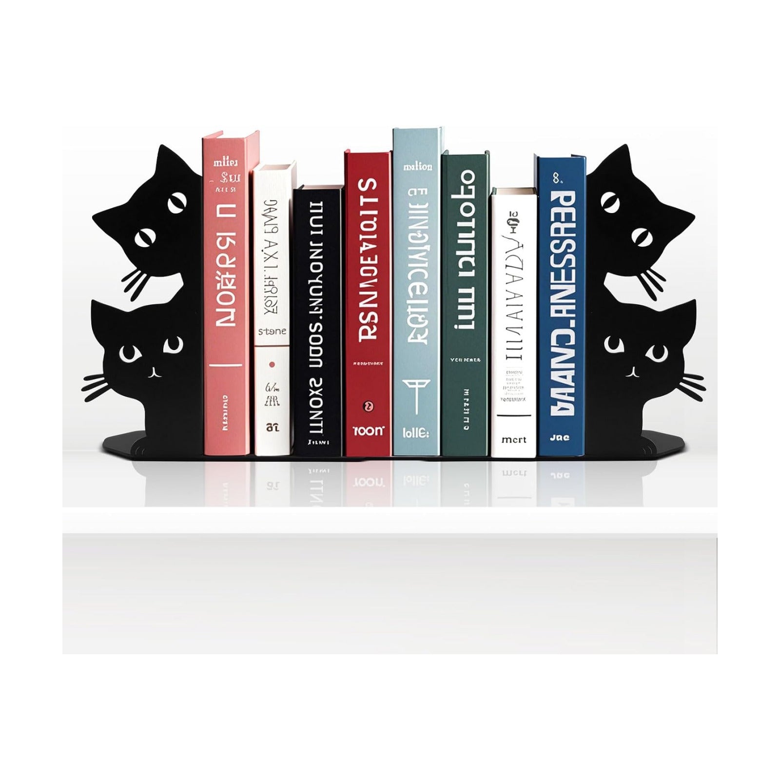Metal Book Ends for Heavy Books Book Stopper / Black Cat