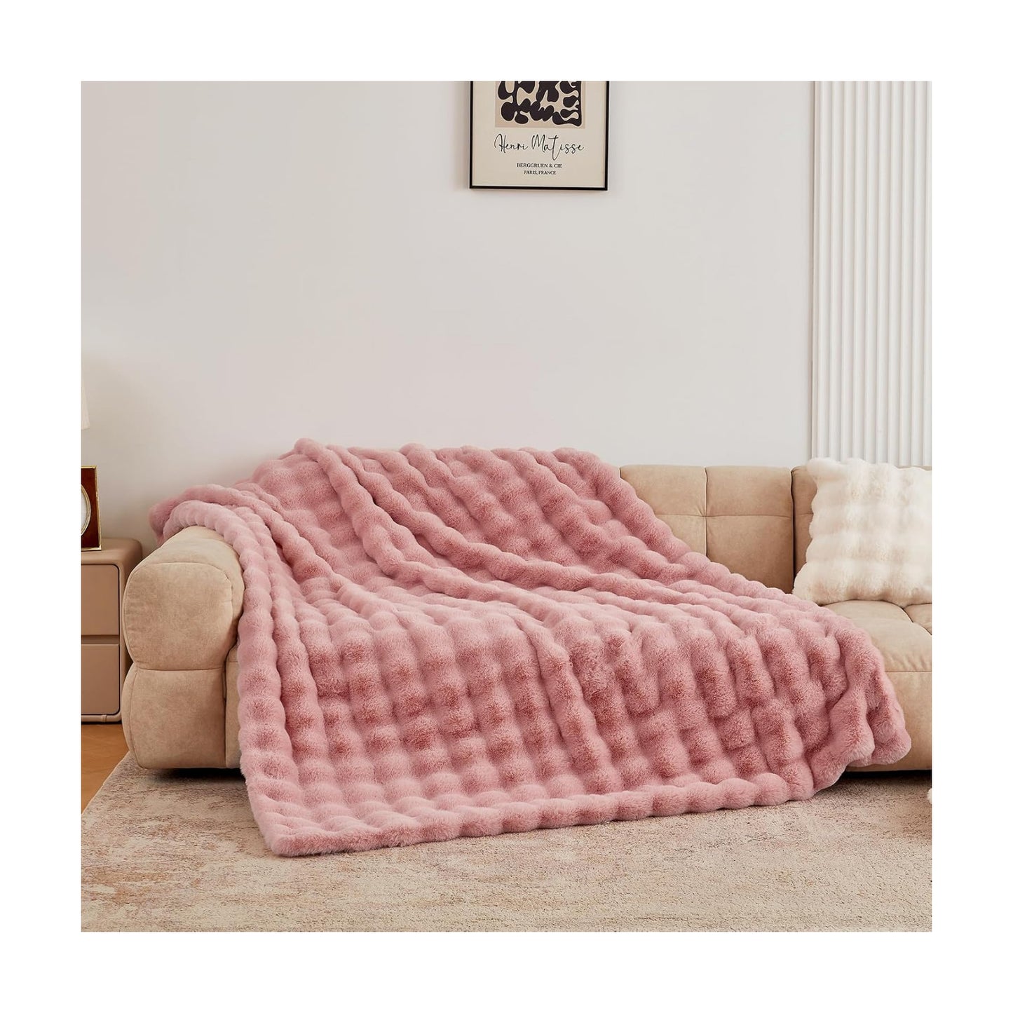 BENVWE Faux Fur Throw Blanket for Couch Bed - Fluffy Soft Thick Bubble Blanket for Living Room Home Decor - Mothers Day