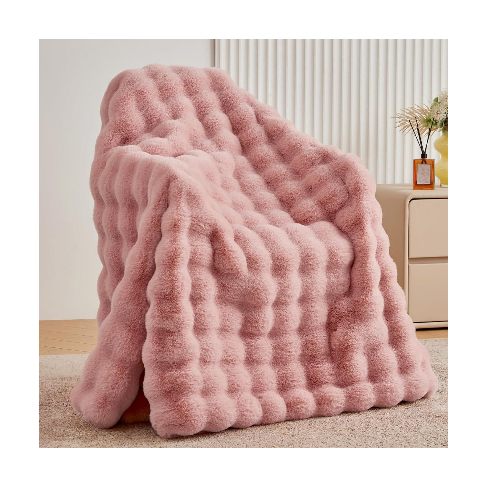 BENVWE Faux Fur Throw Blanket for Couch - Fluffy Soft Thick Bubble Blanket for Living Room Home Decor - Mothers Day