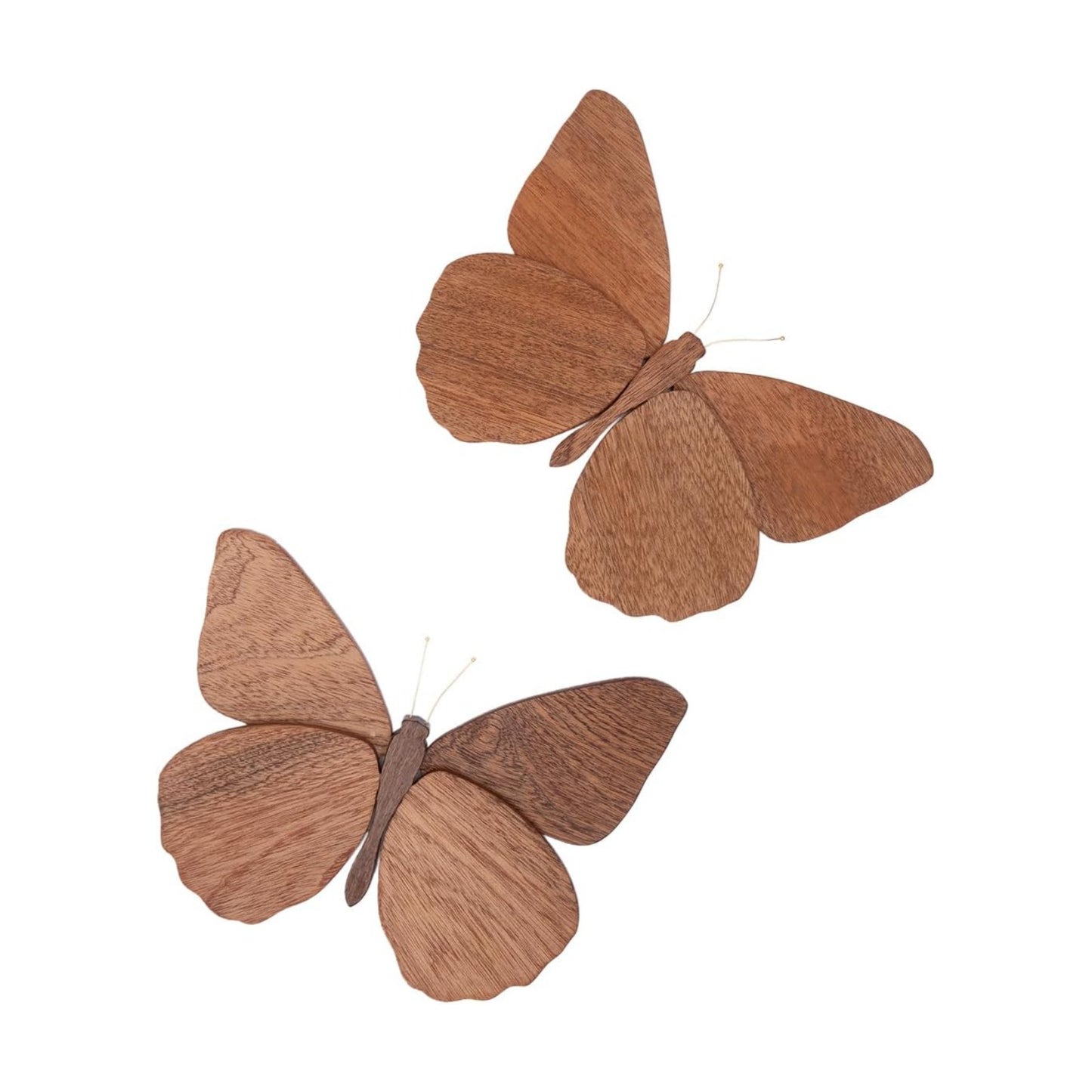 Handmade Wooden Butterfly Wall Art Hanging Decor Butterflies Wall Art Hanging / Brown / Set of 2