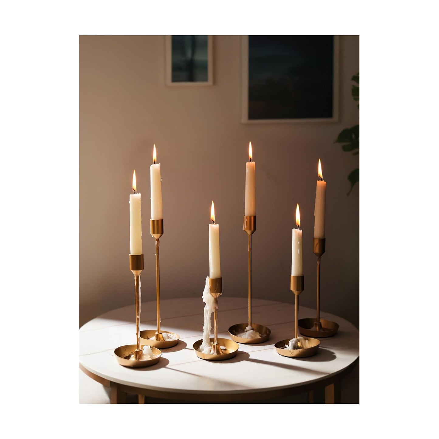 NUPTIO Taper Candle Holders for Wedding: 6 PCS Gold Matte Candles Stick Holder for Table Centerpiece - Bulk Candlestick