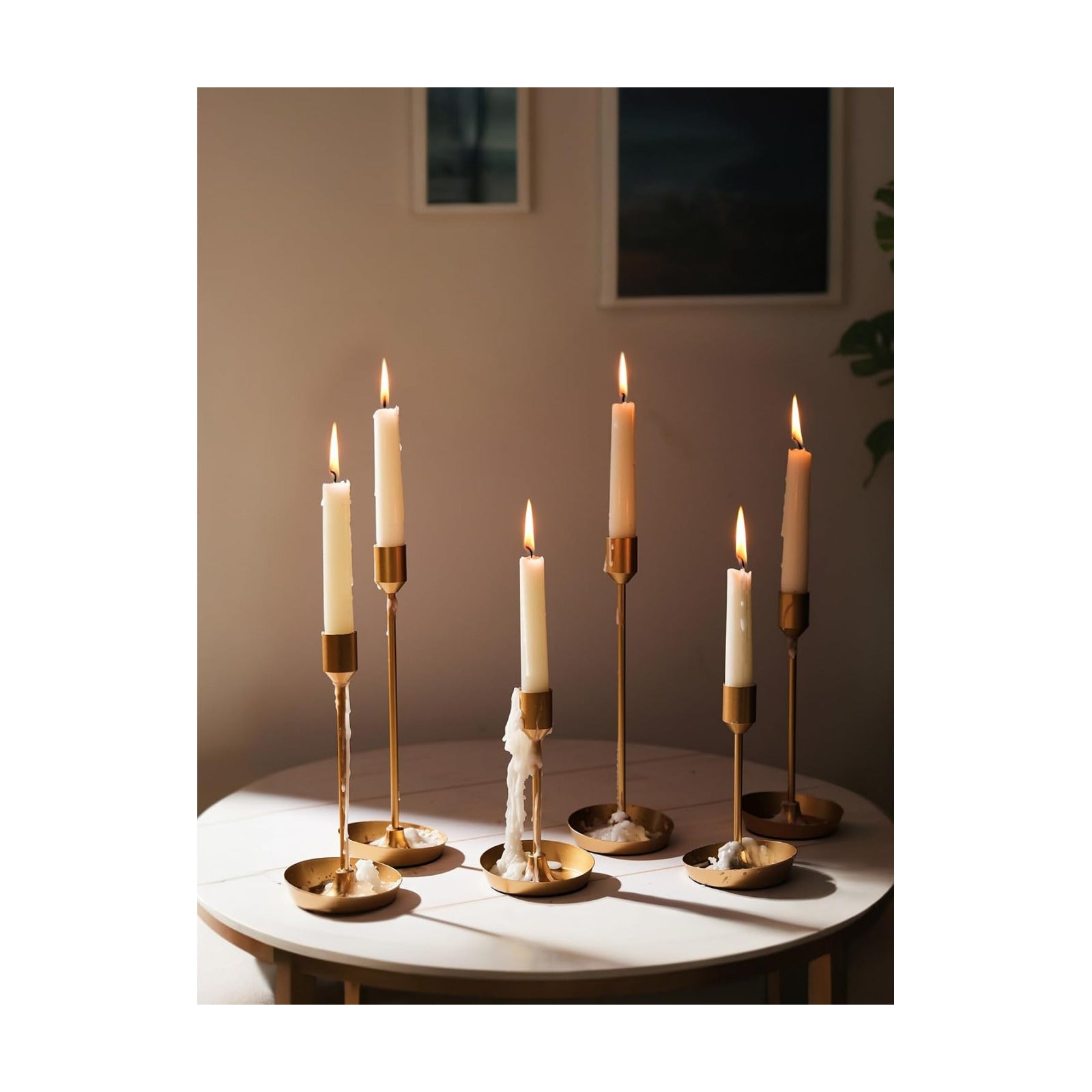 NUPTIO Taper Candle Holders for Wedding: 6 PCS Gold Matte Candles Stick Holder for Table Centerpiece - Bulk Candlestick