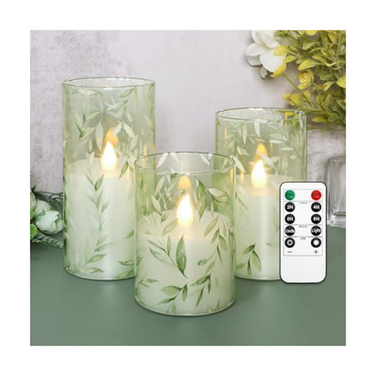 Crystal Club Glass Flameless Candles with Remote Timer