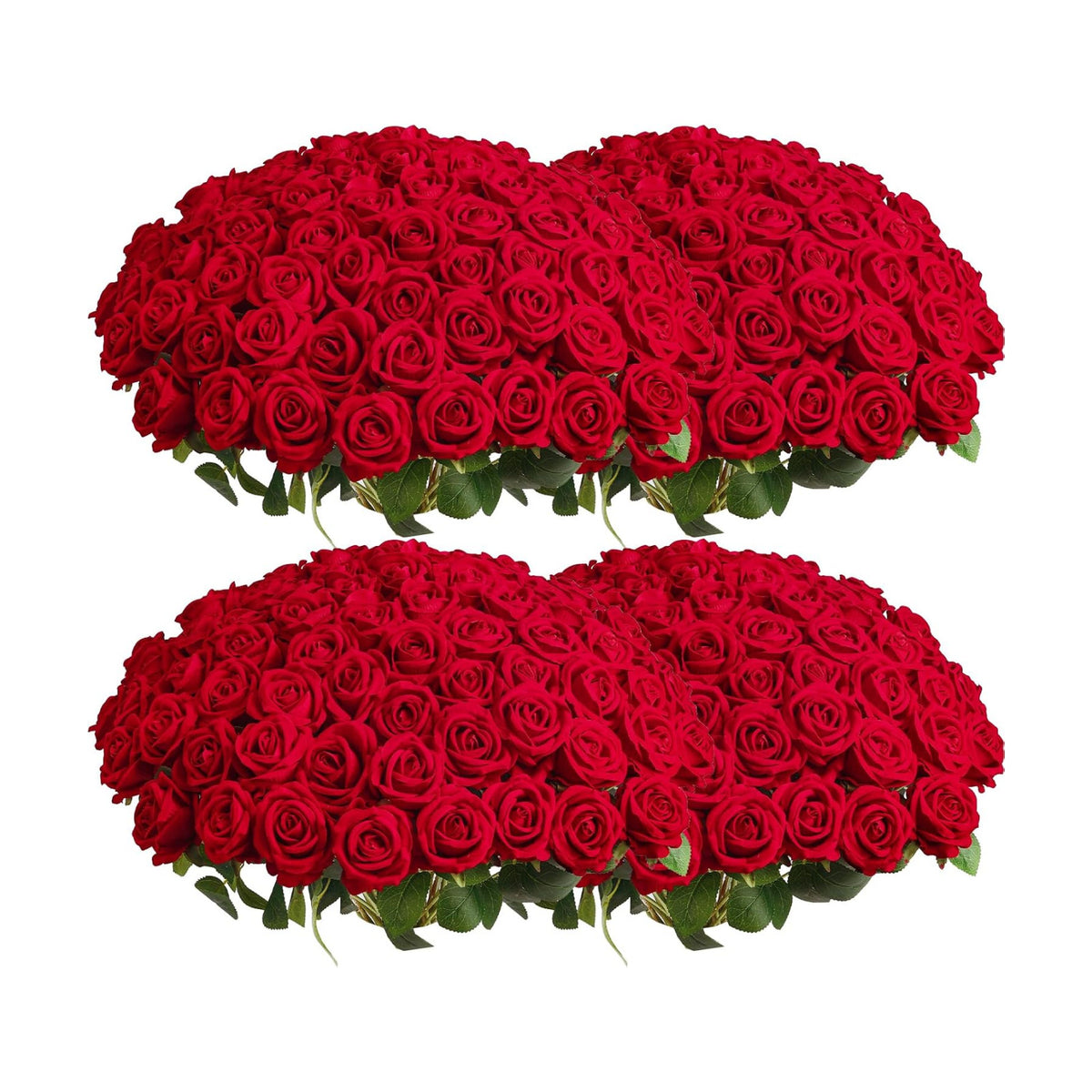 Auihiay 104pcs Red Roses Artificial Flowers, Realistic Faux Red Roses