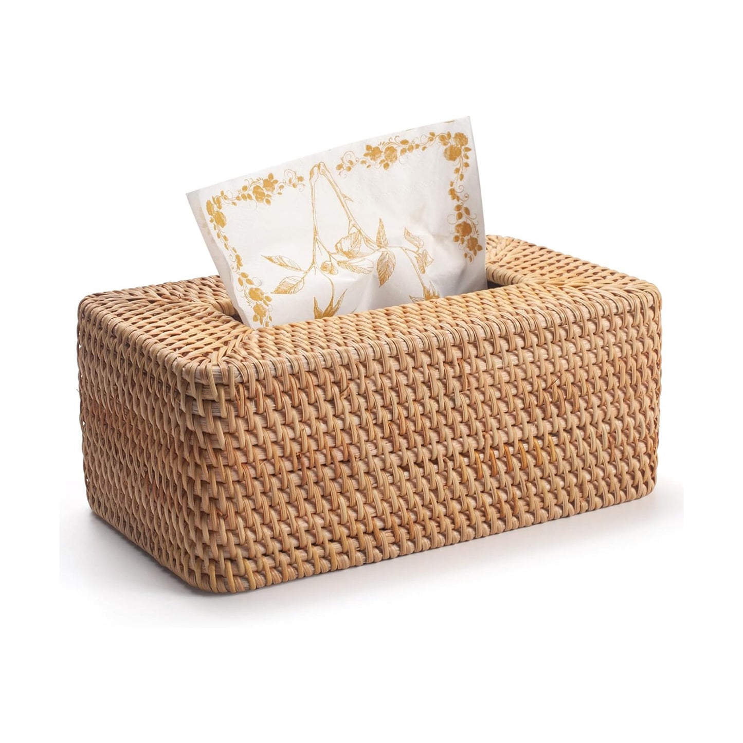 Rattan Tissue Box Cover Woven Facial Napkin Holder Rectangular / Natural / 10 x 6.1 x 4.1