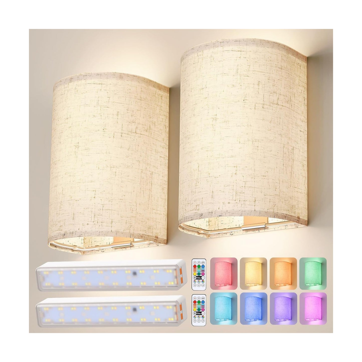 OCATO Battery Operated Wall Sconce Wireless Wall Sconces Set of Two | Rechargeable Magnetic Bulb Wall Lights Lamp