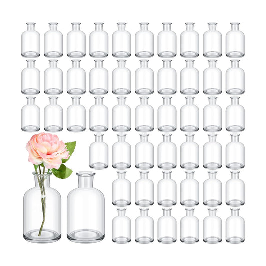 Small Glass Bud Vases Bulk Mini Flower Vases for Centerpieces / 3.15 Inch / Transparent / Set of 54