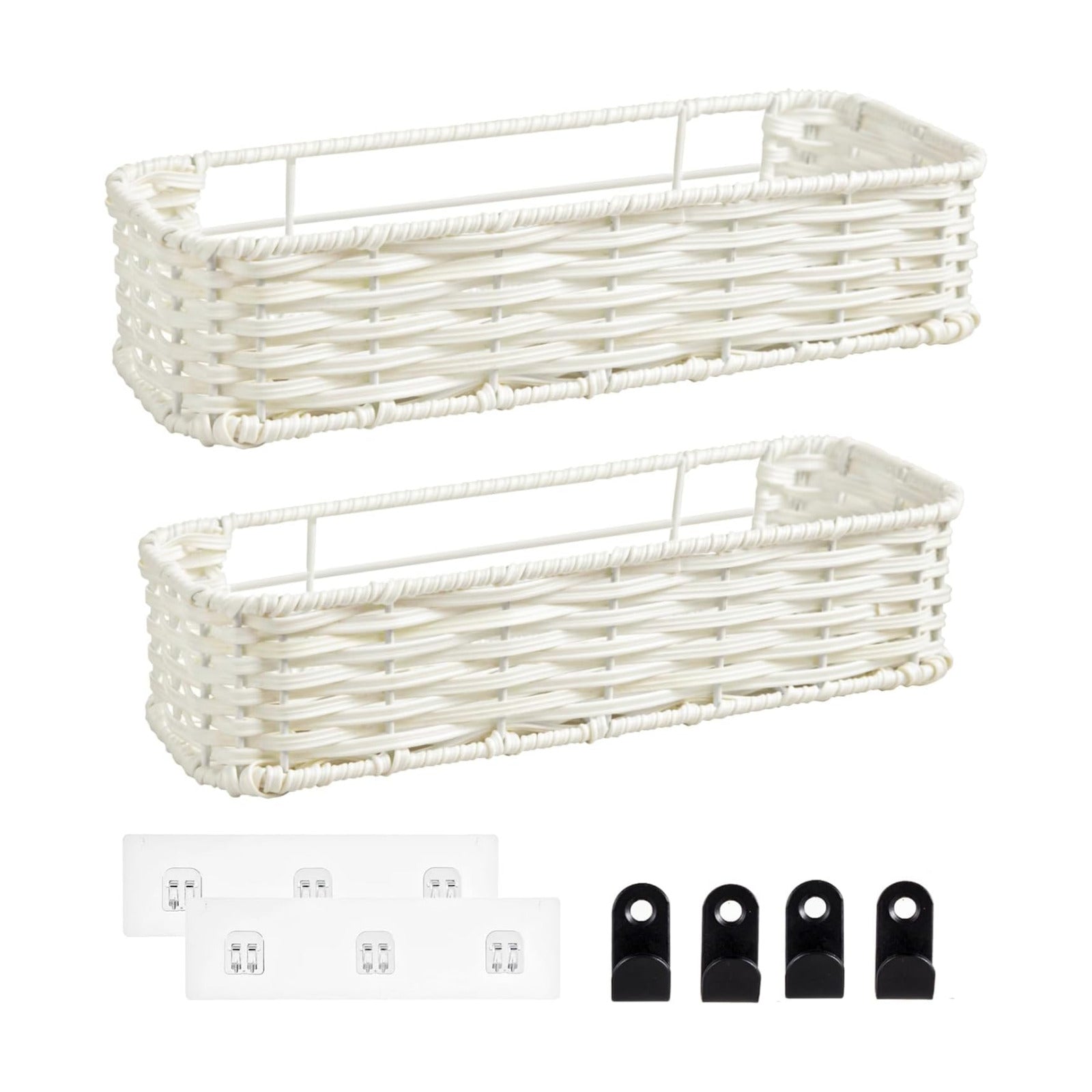 Plastic Wicker Woven Storage Shelves / Off White