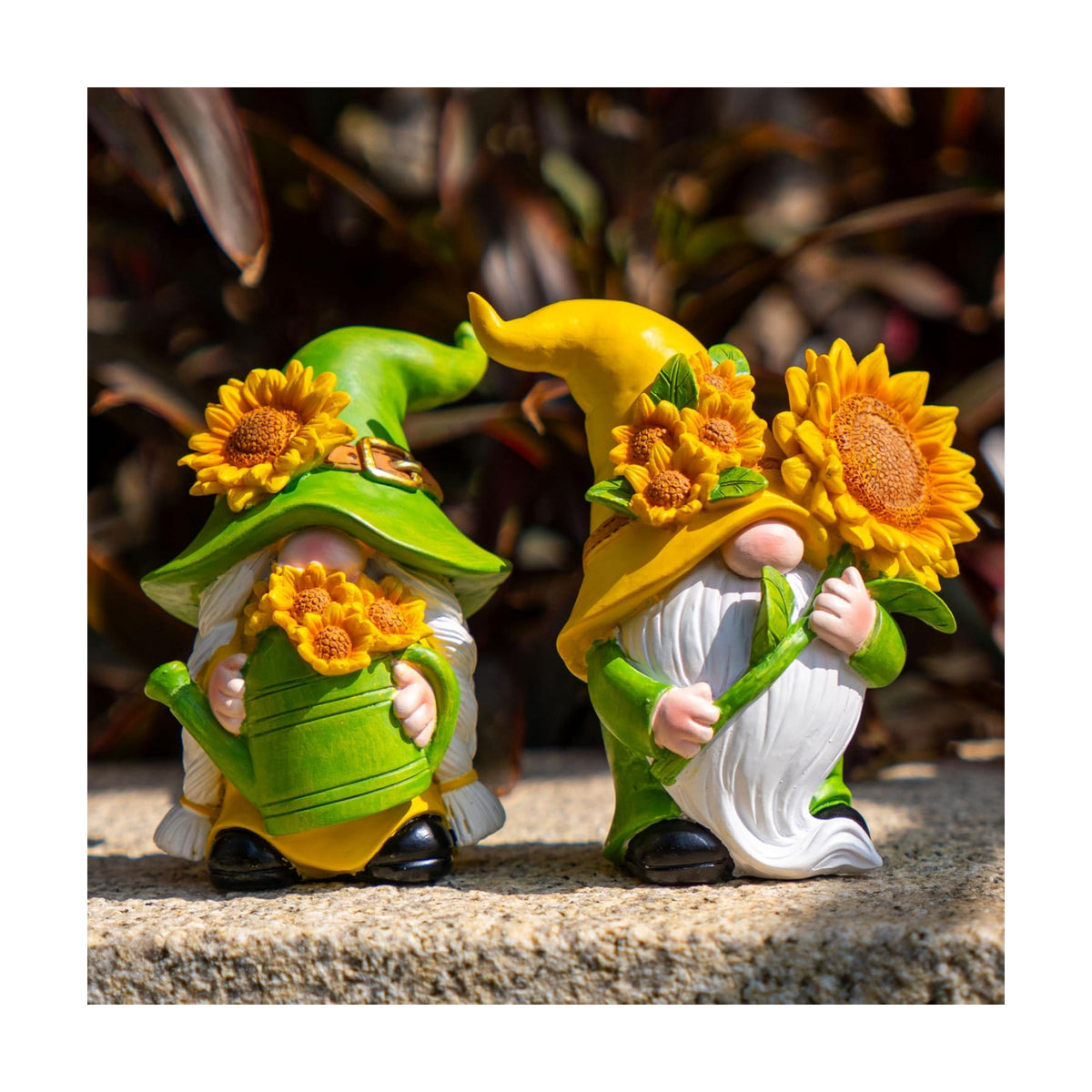 2PCS Sunflower Gnome Decor,Dynamic Spring Gnomes Decorations for Home and Yard Swedish Tomte Elf Dwarf Figurines Summer Outdoor Gnomes Gifts for Women (Sunflowers)