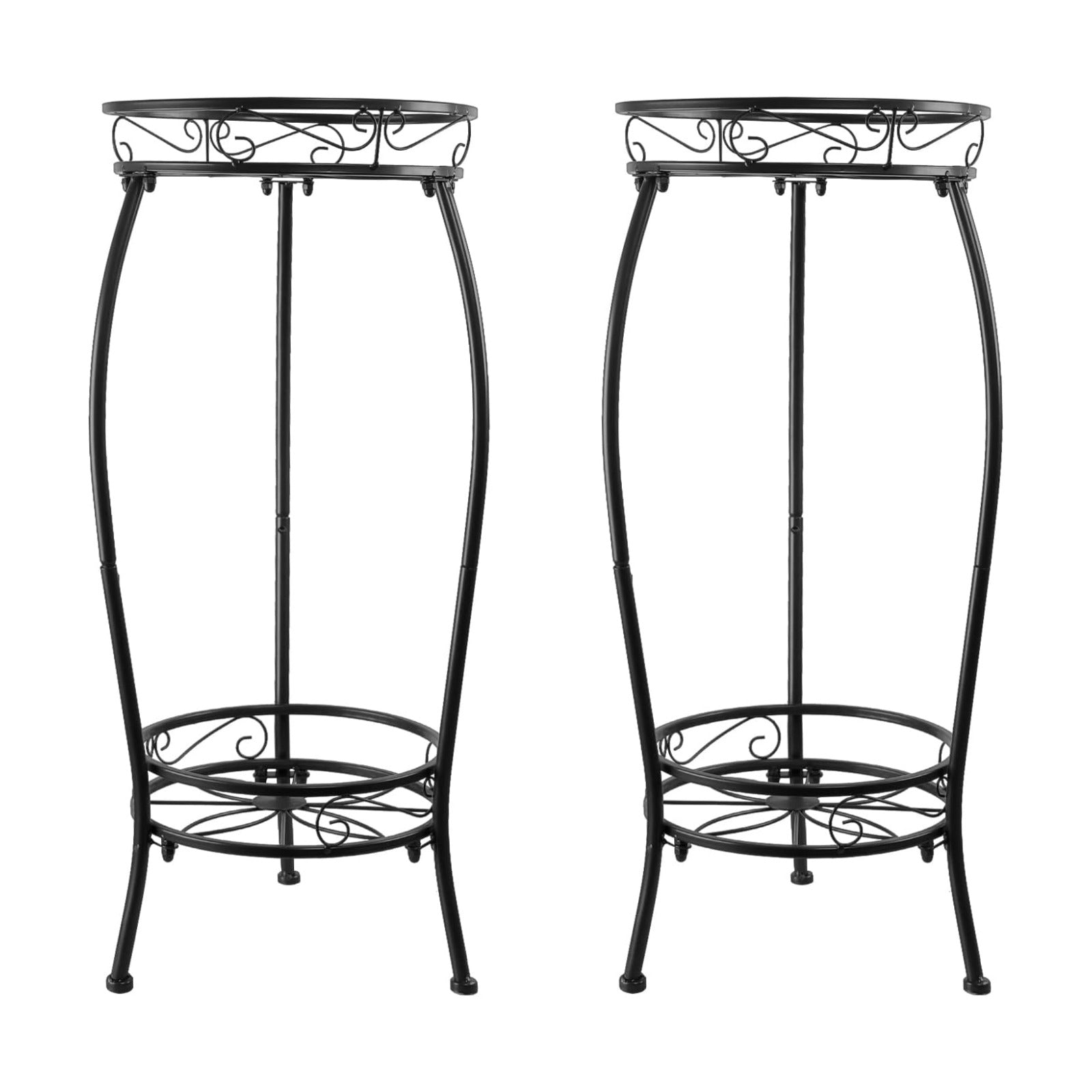 Plant Stand Indoor Outdoor 2 Pack 27.1 Inch, Tall 2 Tier Metal Flower Pot Stand, Heavy Duty Rustproof Corner Plant