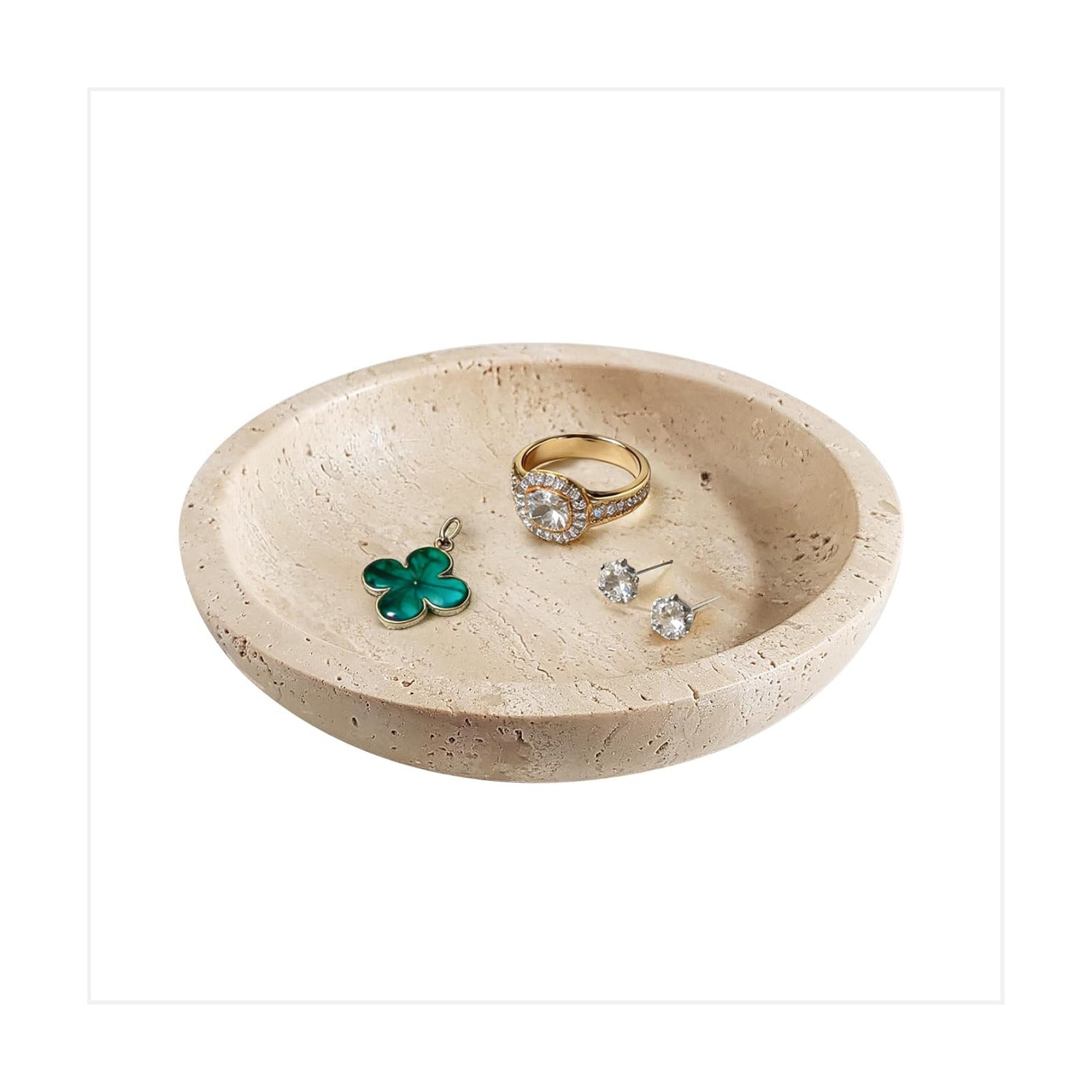 Round Decorative Vanity Tray for Jewelry / A1 / Natural / 5.5 x 5.5