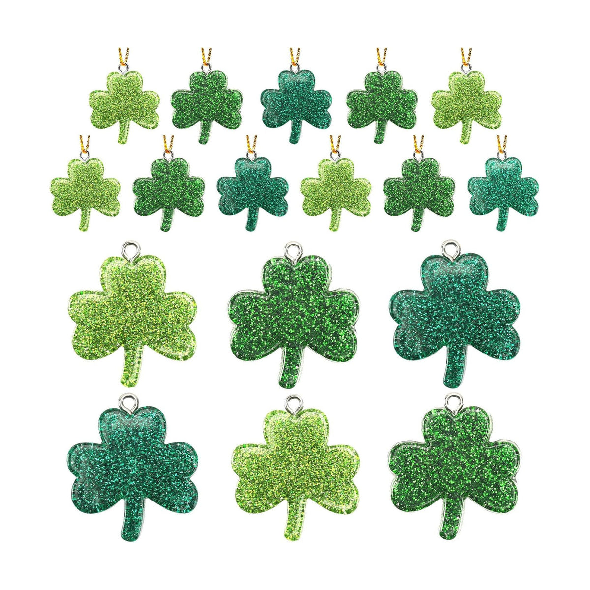 36Pcs St. Patricks Day Ornaments Mini Resin Shamrock Hanging Charms