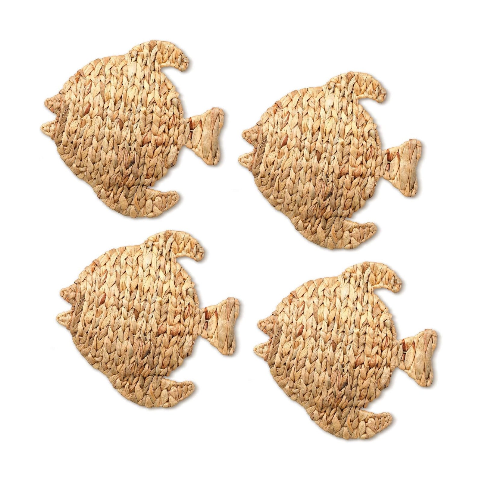 Wicker Fish Wall Decor Coastal Fish Hanging Sea Decors Handmade Wicker Beach / 12.6 Inch / Set of 4