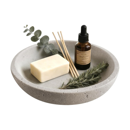 Travertine Bowl Modern Key Bowls for Entryway Table / Grizzly