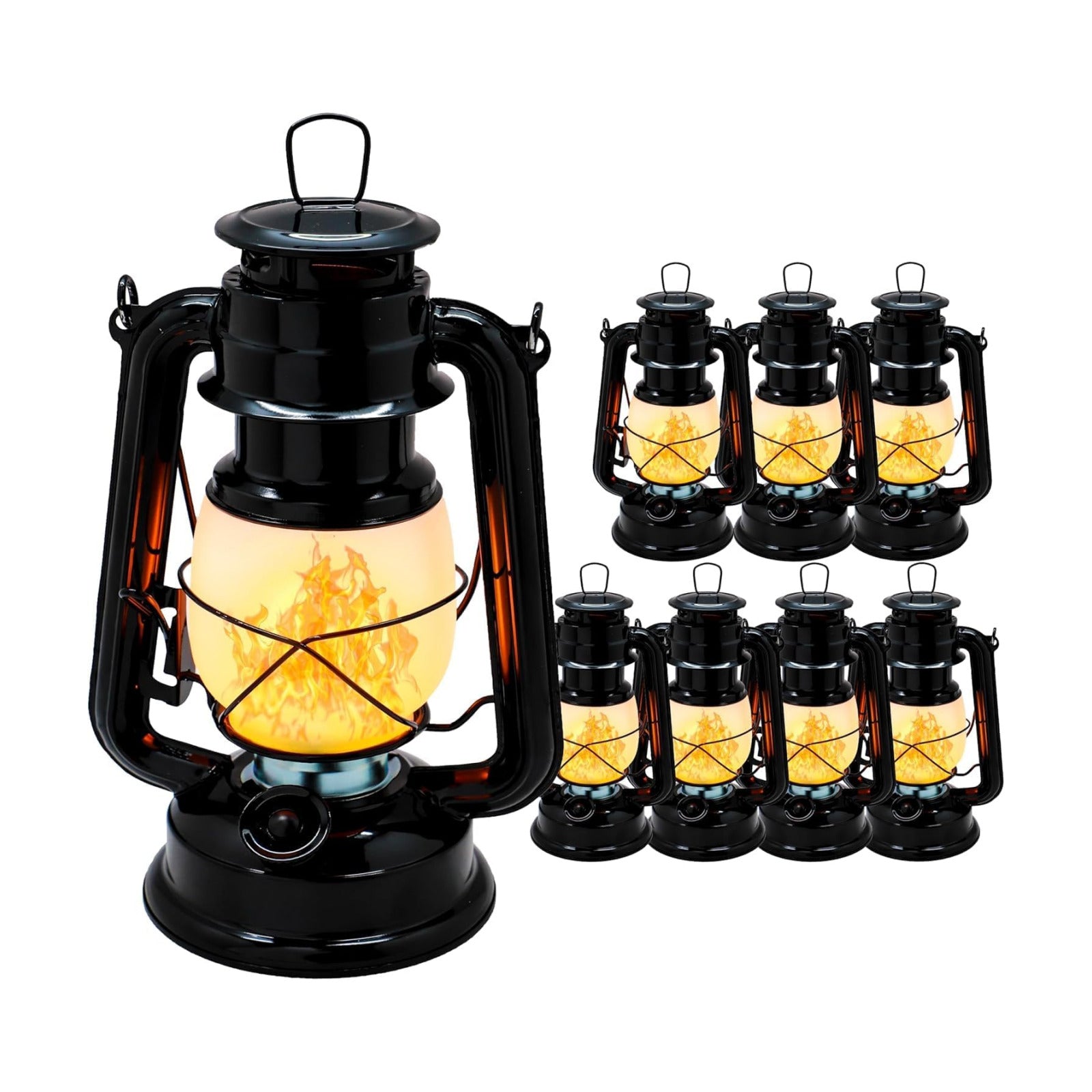 YAKii LED Vintage Flame Lantern Metal Outdoor Hanging Lantern with Dancing Flame Battery Operated Halloween Outdoor