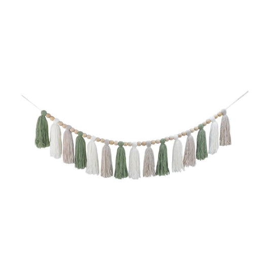 DrCor Sage Green Tassel Garland / Green White