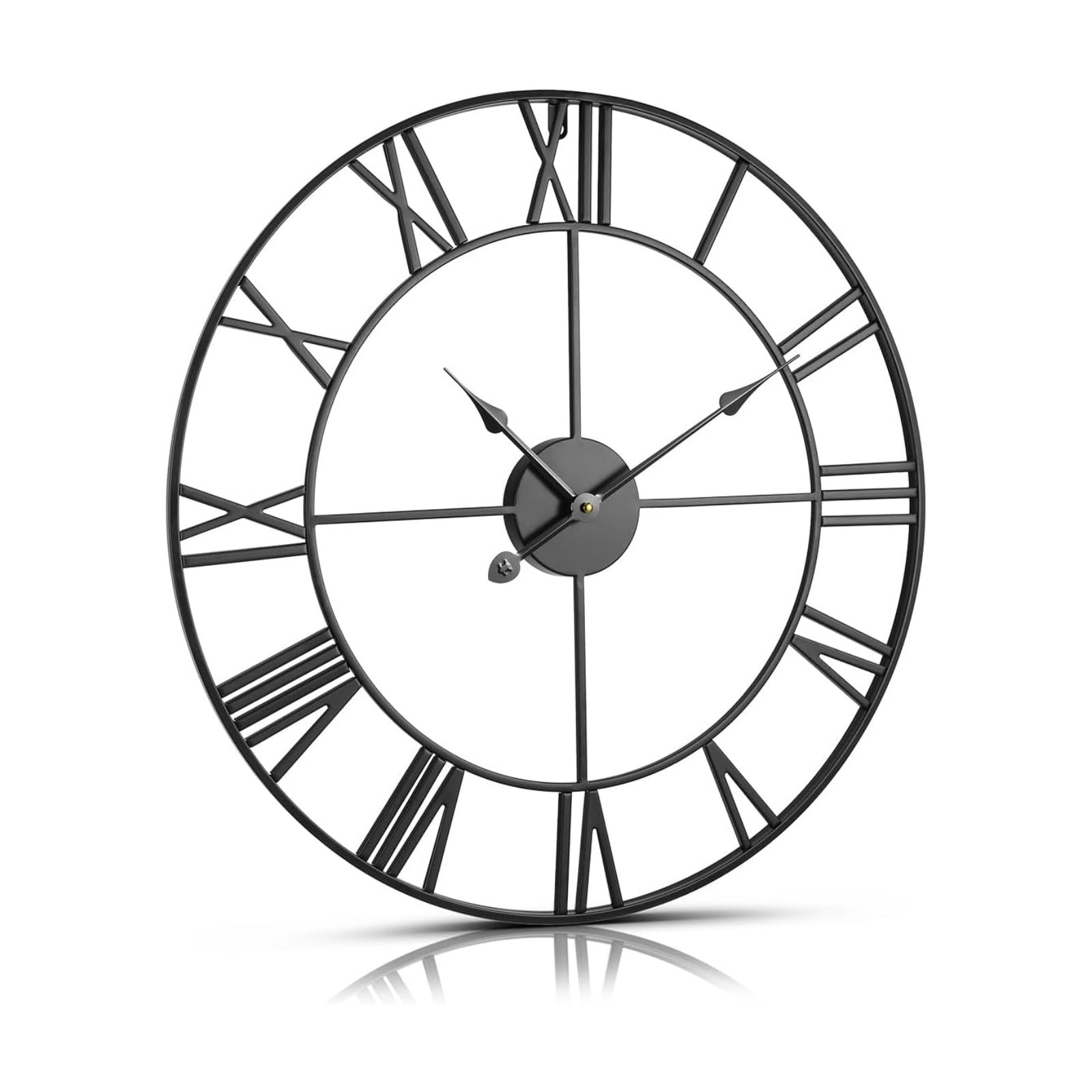 VEVOR Large Wall Clock, 24 in Wall Clock Roman Numerals, Battery Operated Non Ticking Classic Decorative Round Clocks
