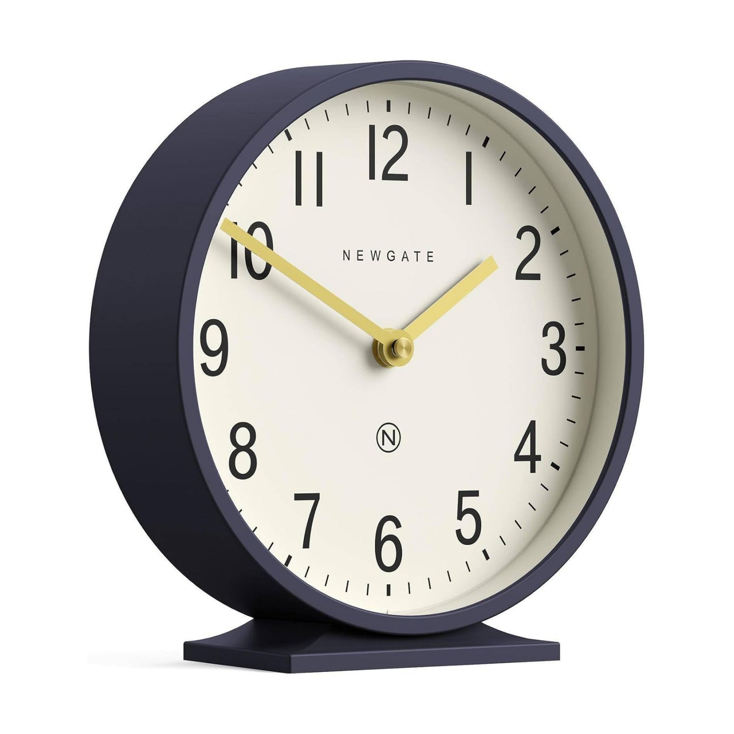 NEWGATE® Q Mantel Clock | Modern Classic Round Mantel Clock | Navy Blue | Contemporary Style for Mantel, Desk, Table
