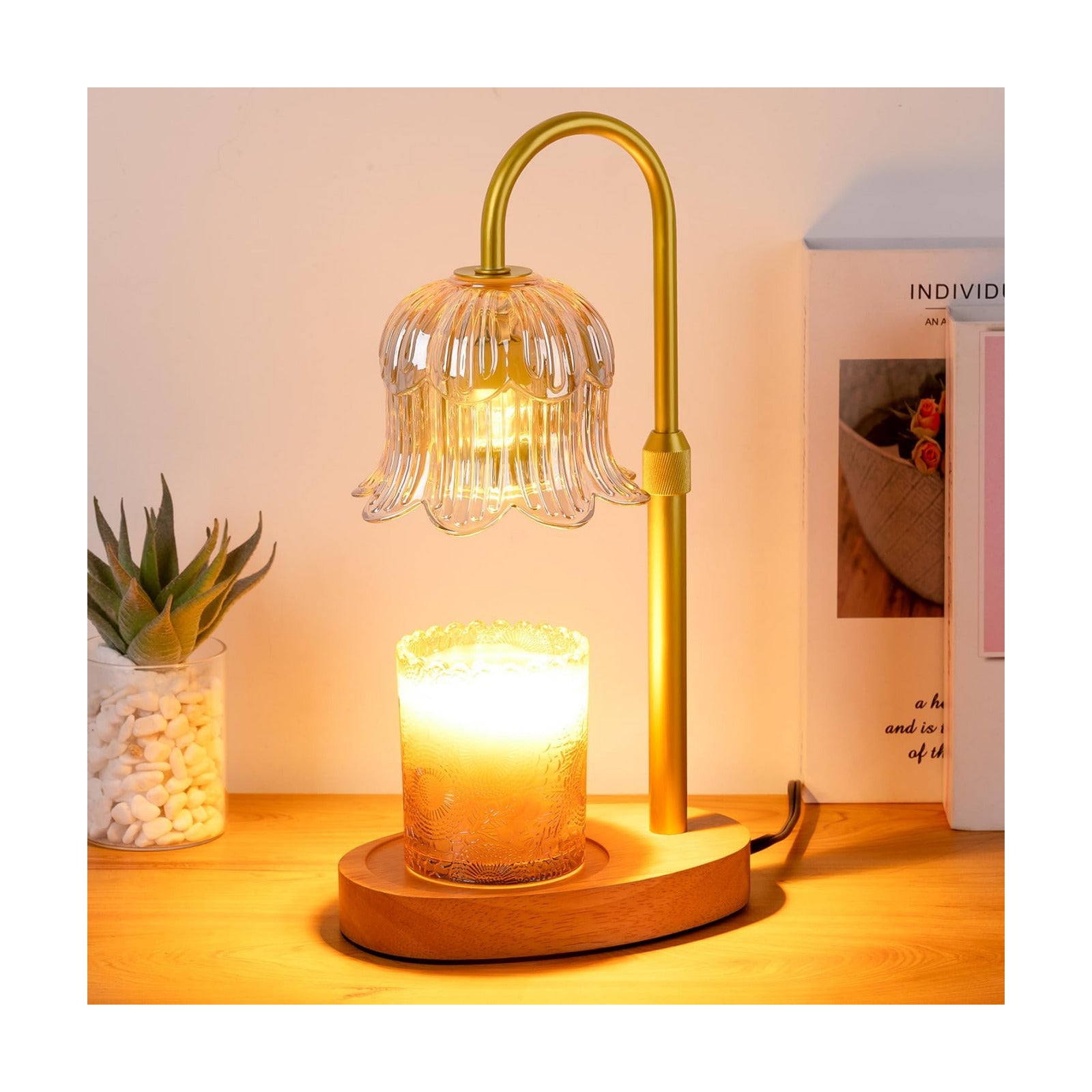 Candle Warmer Lamp Flower Electric Timer - Home Decor Women Birthday Gifts