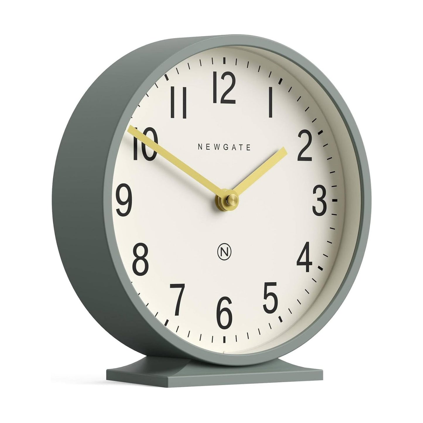 NEWGATE® Q Mantel Clock | Modern Classic Round Mantel Clock | Asparagus Green | Contemporary Style for Mantel, Desk