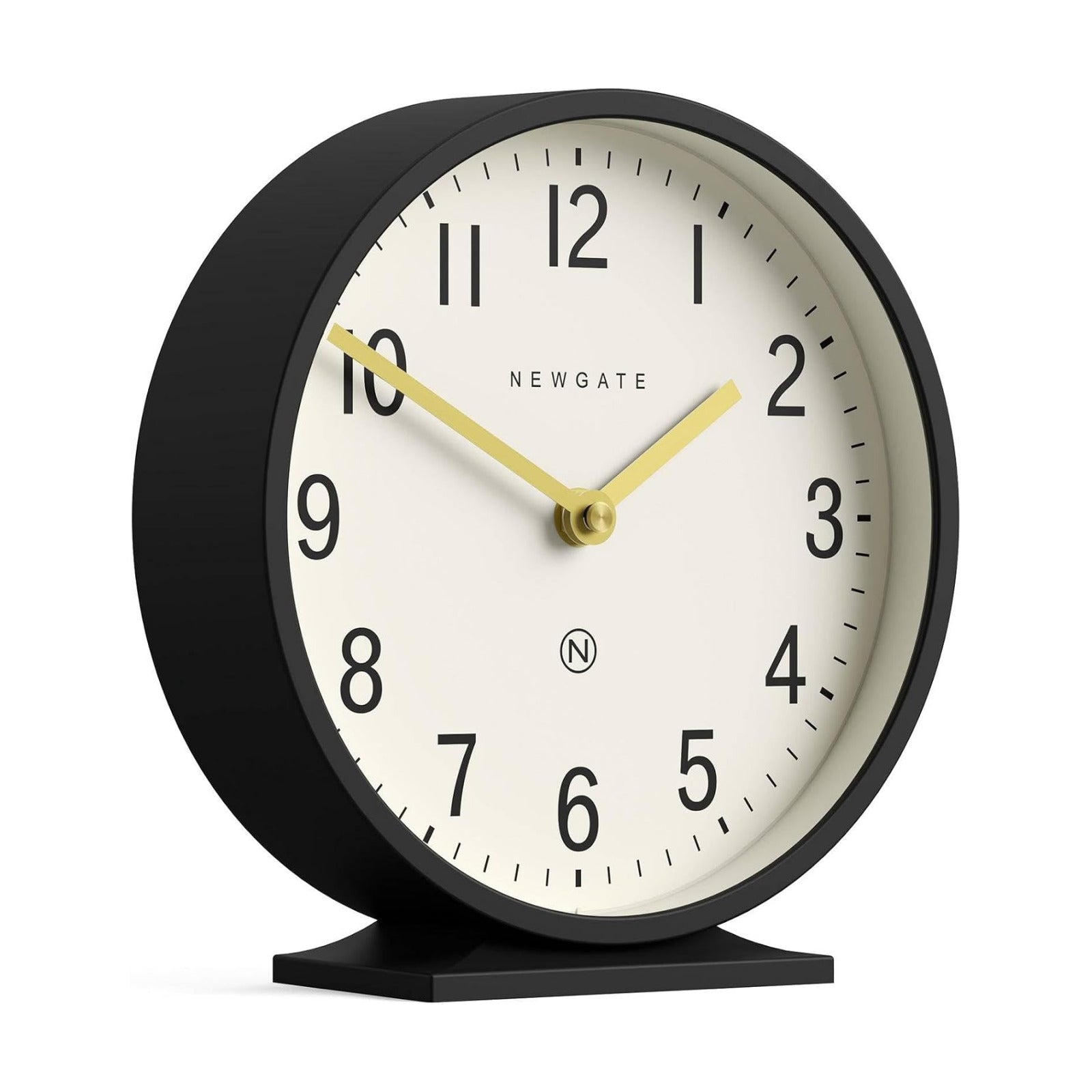 NEWGATE® Q Mantel Clock | Modern Classic Round Mantel Clock | Black | Contemporary Style for Mantel, Desk, Table, Shelf