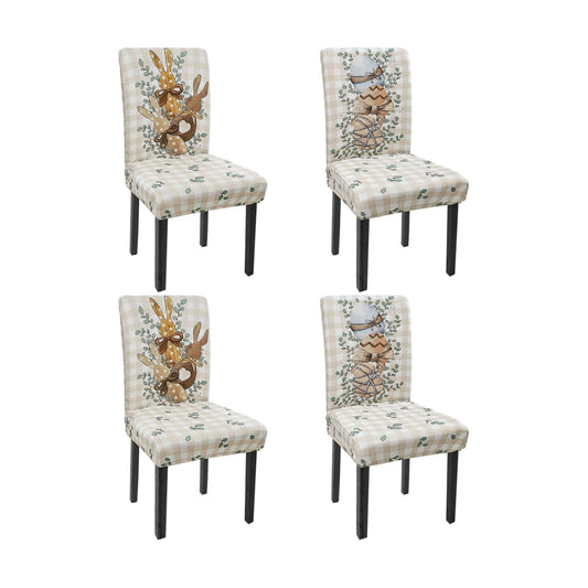 Easter Chair Covers Set of 4 Eggs Bunny Spring Stretch Parsons Slipcovers