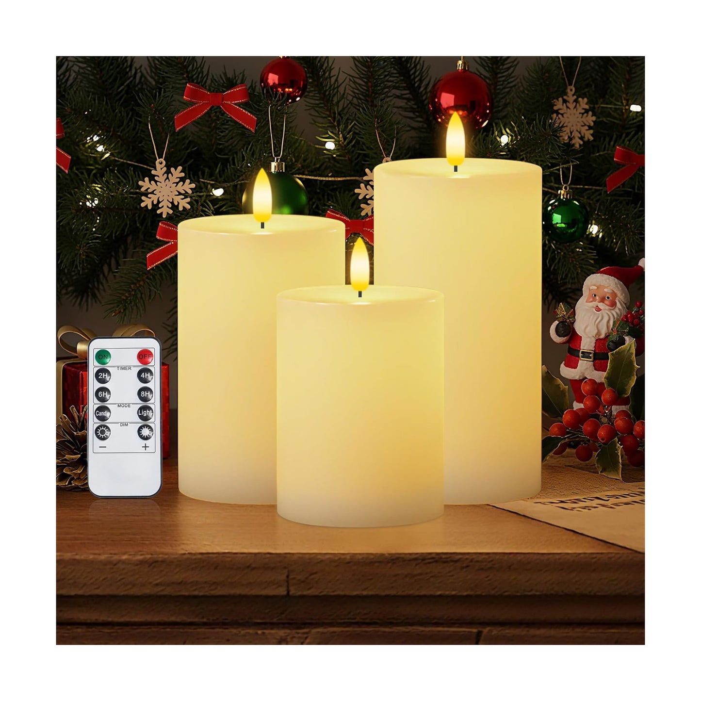 Homemory White Flameless Candles Battery Operated with Remote Timer, 3PC | Rael Wax LED Pillar Candles with Realistic