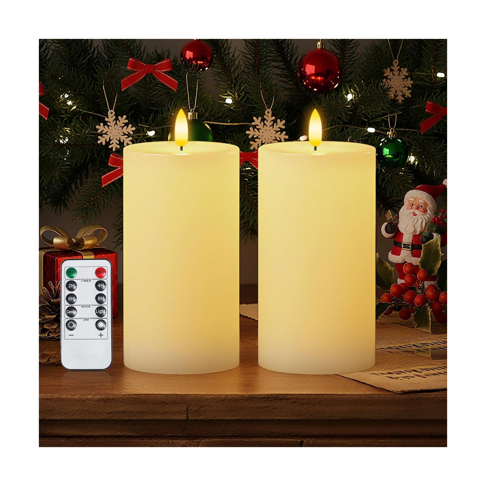Homemory 3x6 White Flameless Candles Battery Operated with Remote Timer | Real Wax LED Pillar Candles with 3D Wick