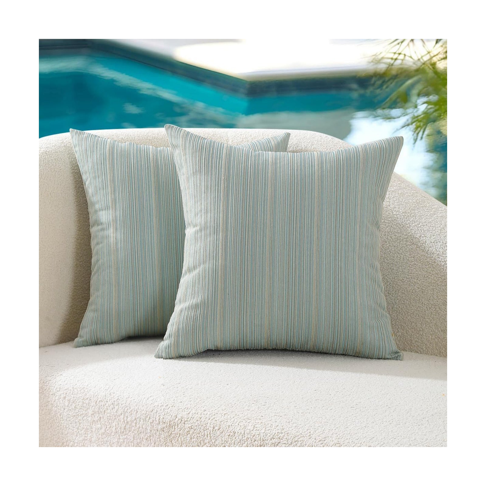 Outdoor Chenille Pillow Covers / 18 x 18 / Light Blue / Set of 2