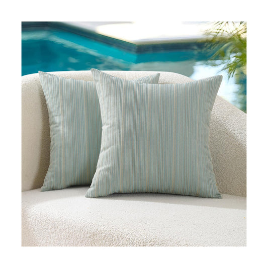 Outdoor Chenille Pillow Covers / 18 x 18 / Light Blue / Set of 2