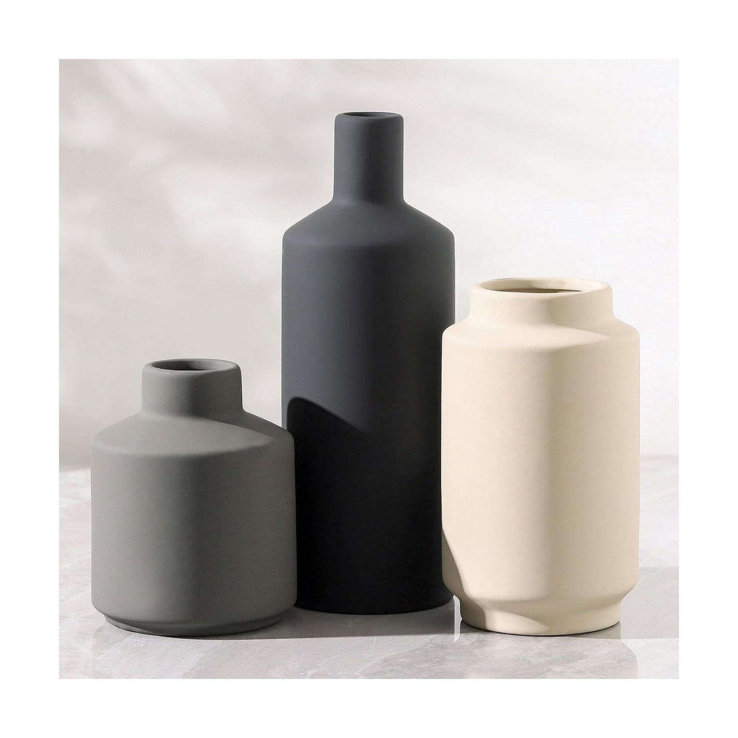 Ceramic Vase / Modern Decorative Vases / Multi Grey / Set of 3