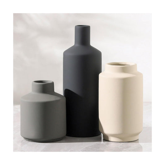 Ceramic Vase / Modern Decorative Vases / Multi Grey / Set of 3