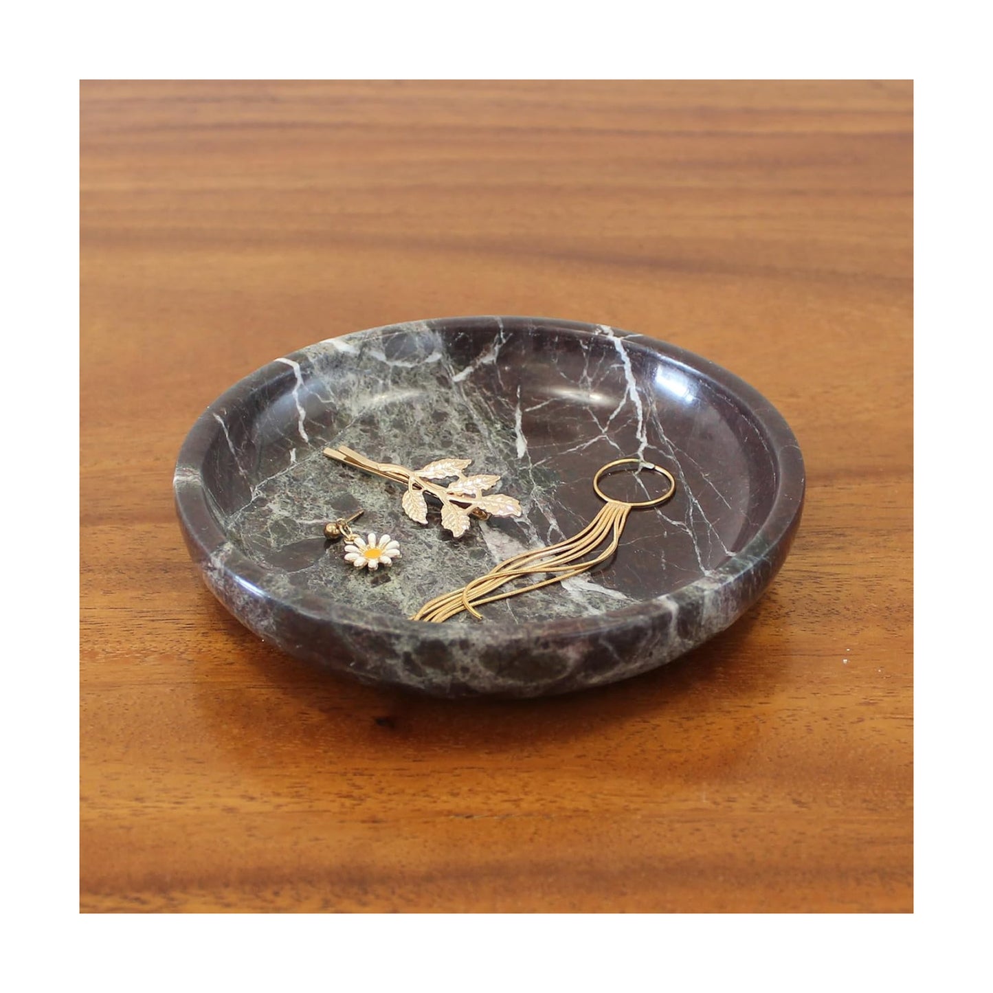 Marble Travertine Ring Dish Jewelry Tray 5.5" for Women / Rosa Levanto / Natural