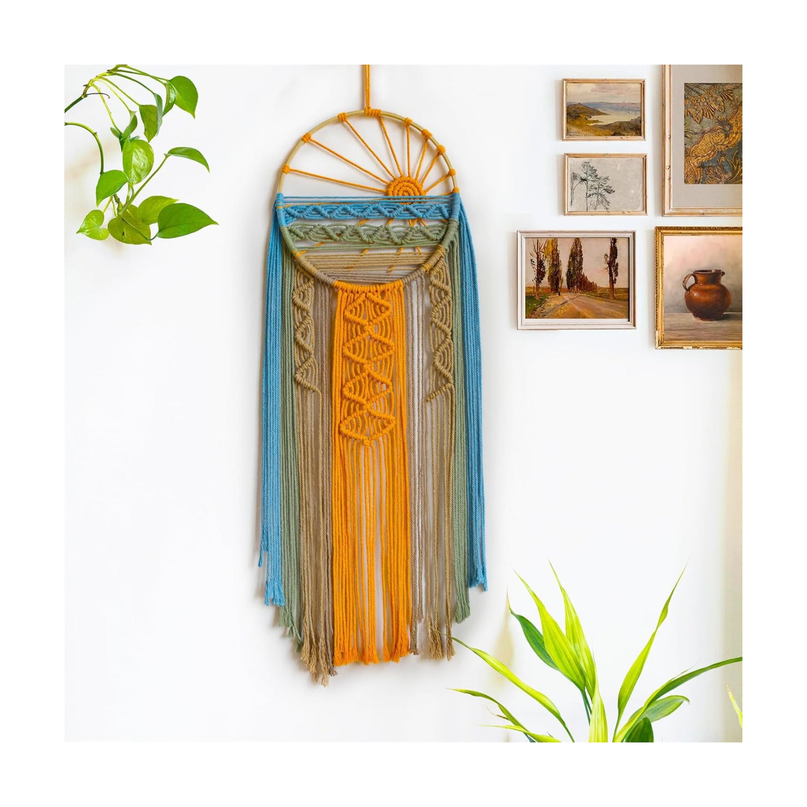 Macrame Wall Hanging Boho Macrame Wall Decor / Orange