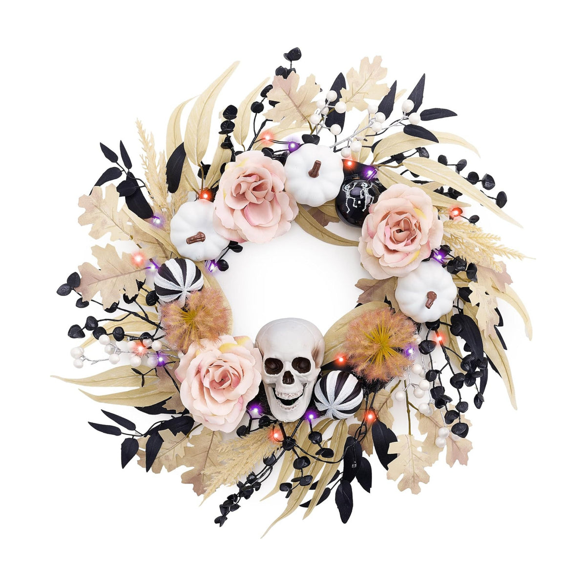 Valery Madelyn 18" Halloween Wreath for Front Door Decor with Lights