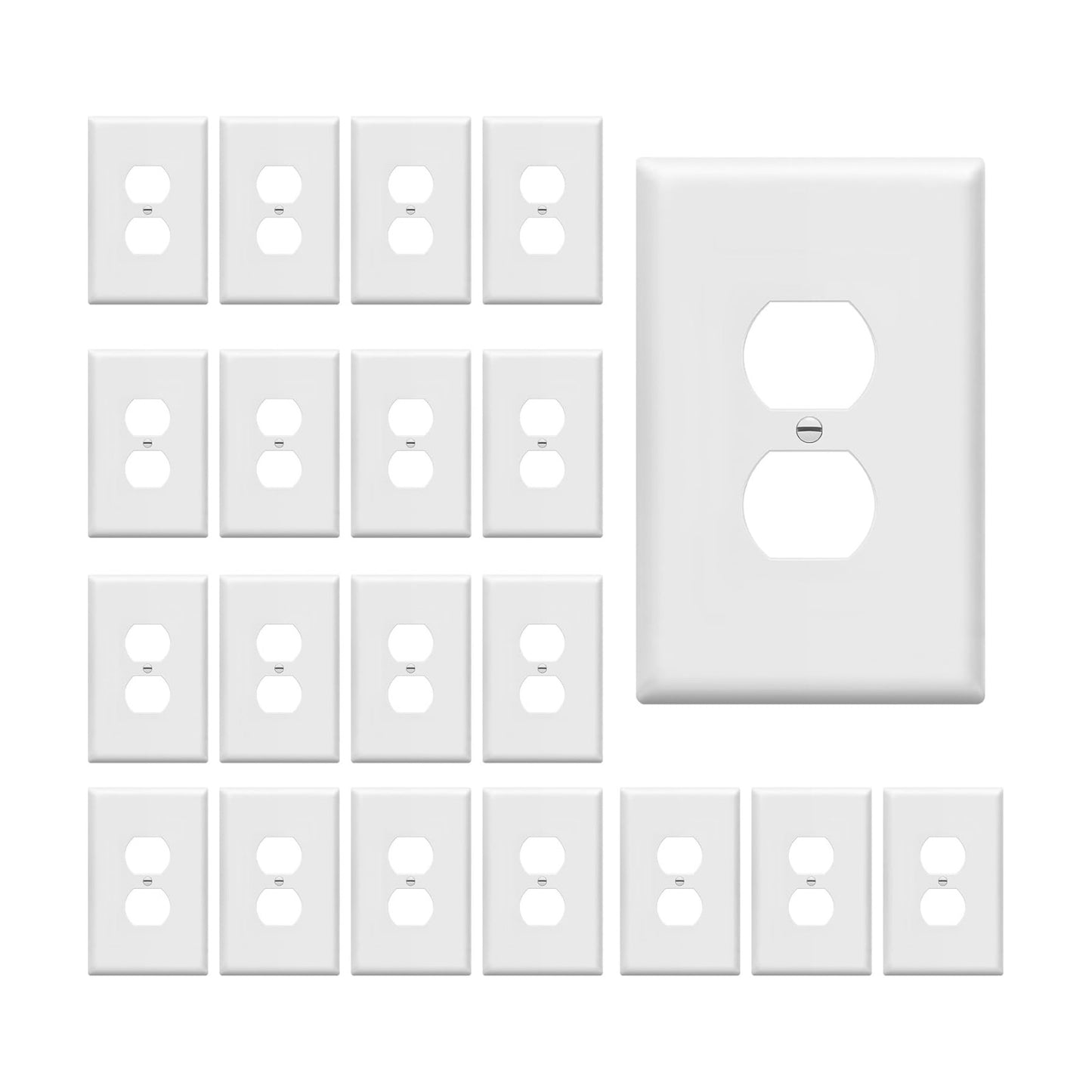 ENERLITES 20 Pack Oversized Duplex Outlet Covers, Jumbo Wall Plate, White | Over-size 1-gang 5.5" x 3.5", hide