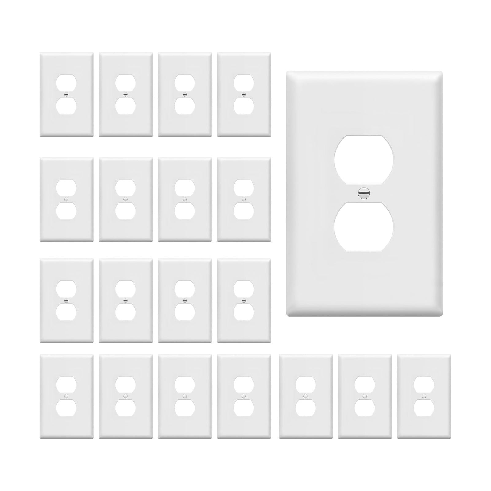 ENERLITES 20 Pack Oversized Duplex Outlet Covers, Jumbo Wall Plate, White | Over-size 1-gang 5.5" x 3.5", hide