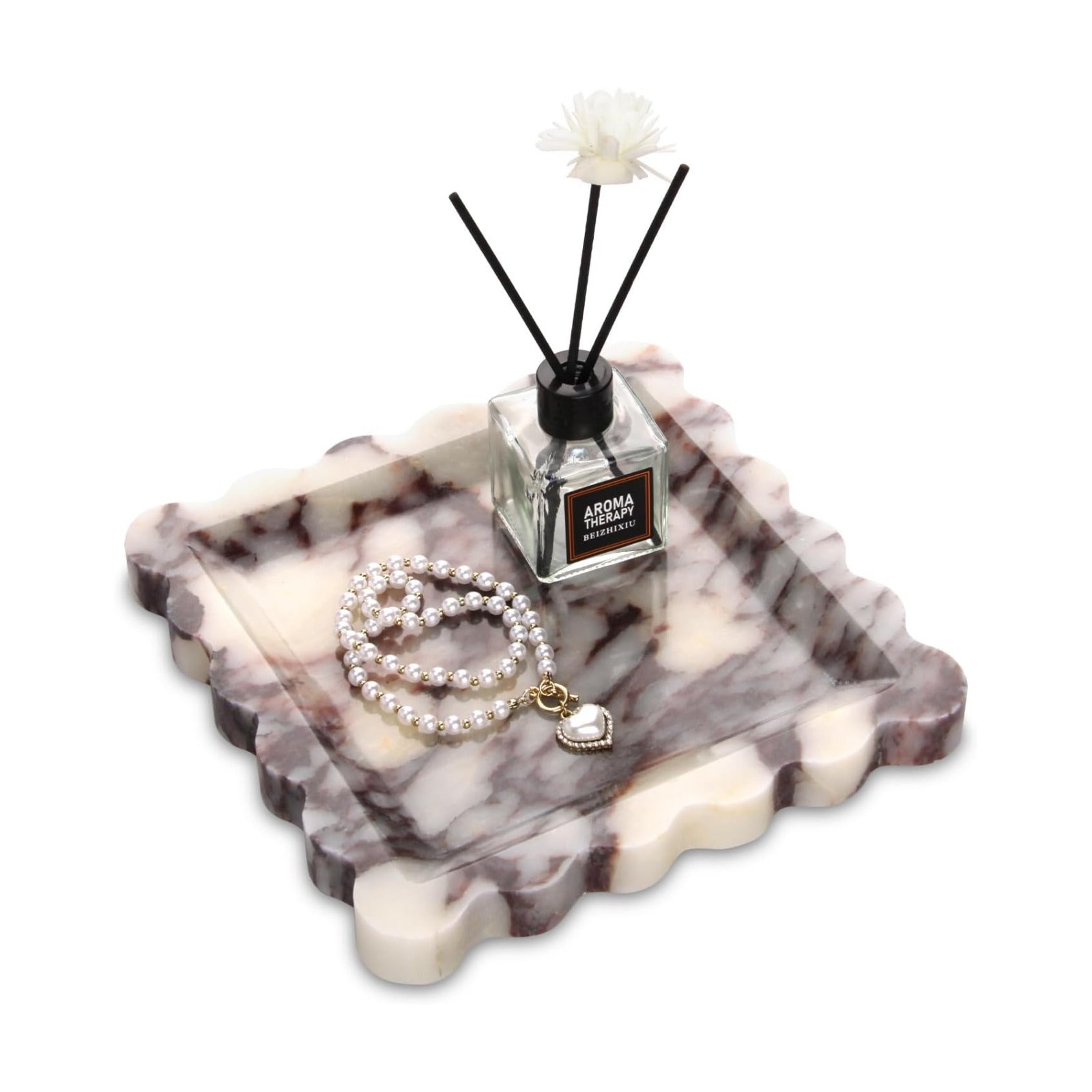 Square Marble Decorative Tray / Calacatta Viola / 8 x 8 x 0.8 / Natural