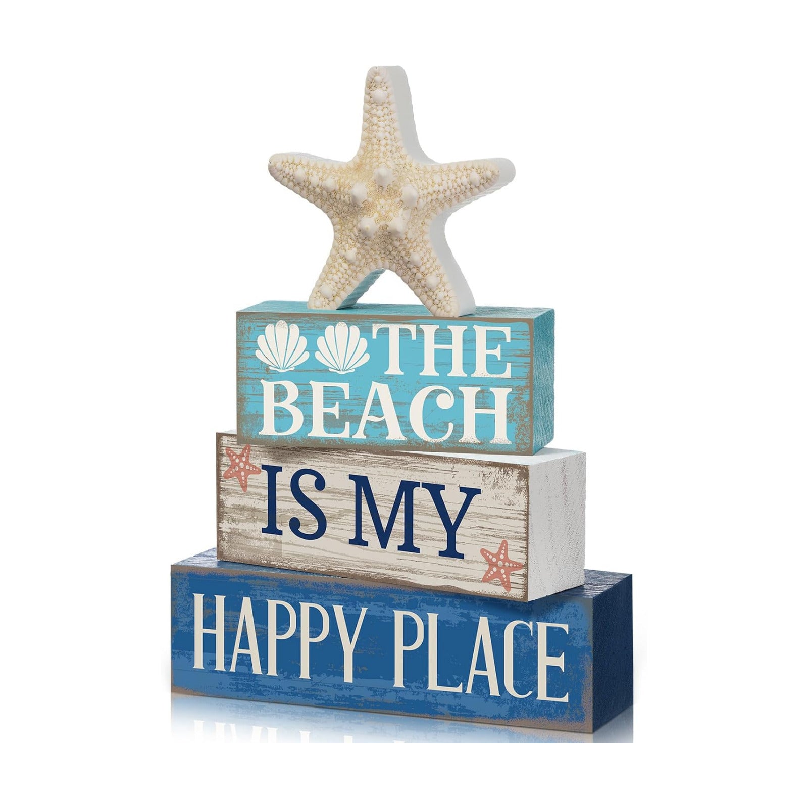 Moucuny 4 Pcs Summer Beach Table Decoration, Starfish Tiered Tray Decor